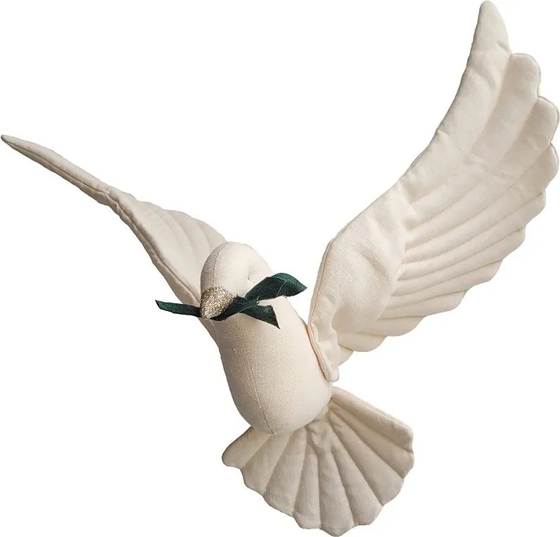 Ľanová dekorácia do detskej izby holubica svetlo béžová