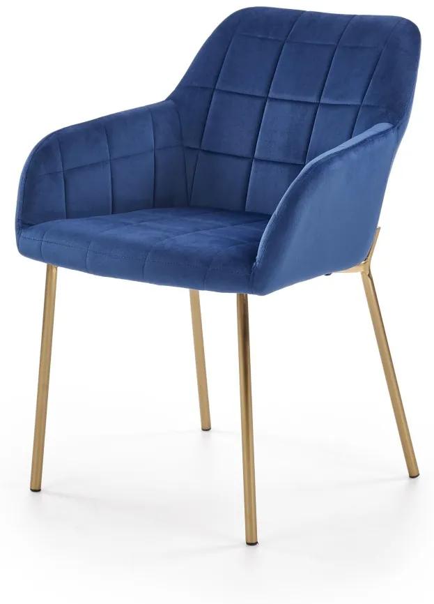 Židle Carin tmavě modrá/zlatá