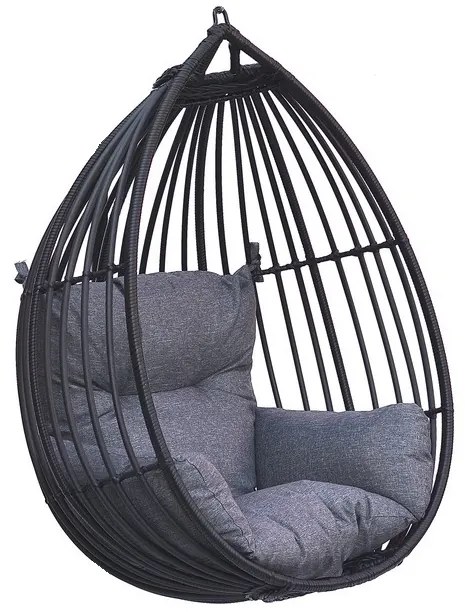 Závesné ratanové kreslo VALETA čierne bez stojana