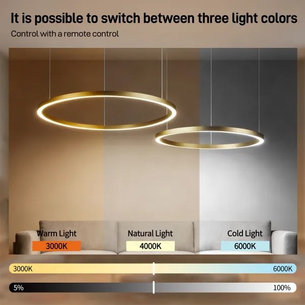 Brilagi - stmievateľný LED luster na lane PORTOFINO LED/98W/230V zlatý +DO