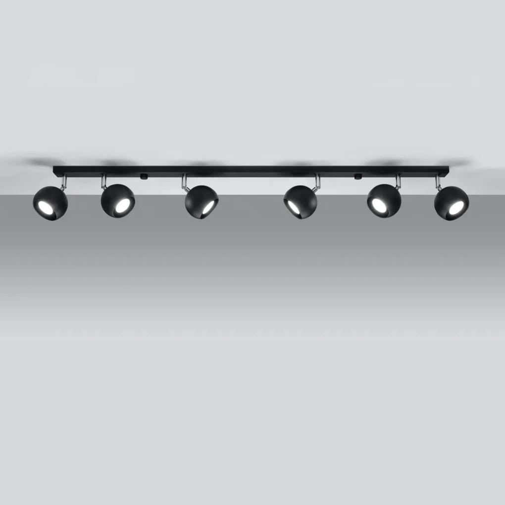 Bodové svietidlo Oculare, 6x čierne kovové tienidlo, (možnosť polohovania)