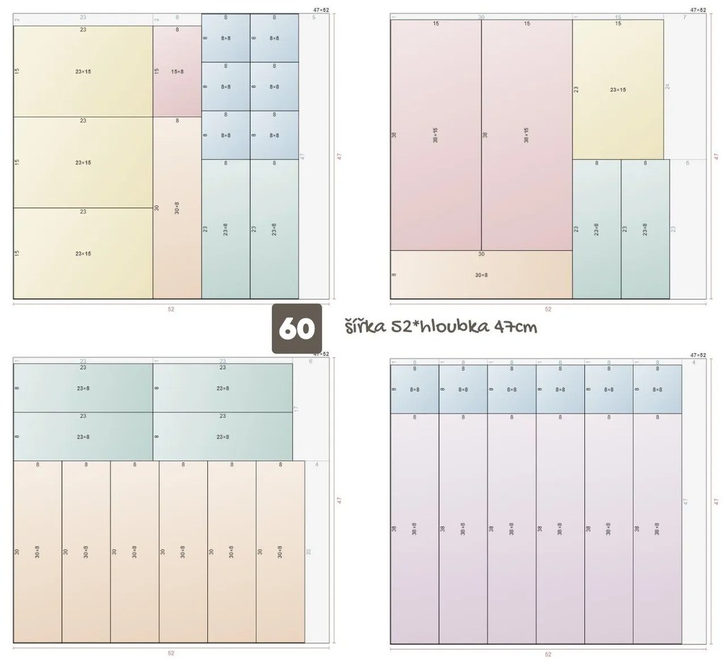 Organizér do šuplíku kuchyně i koupelny, příborník Rotho BASIC, mléčná (8x8)