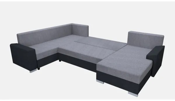 Čalúnená univerzálna rozkladacia sedacia súprava v tvare U OXFORD, čierna/šedá