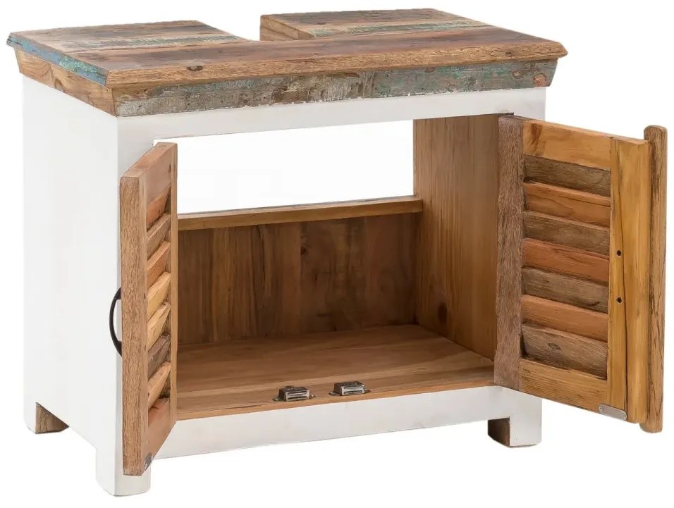 furniture-nabytek.cz - Masivní skříňka pod umyvadlo Perth z recyklovaného dřeva, lakovaná, bílá/barevná