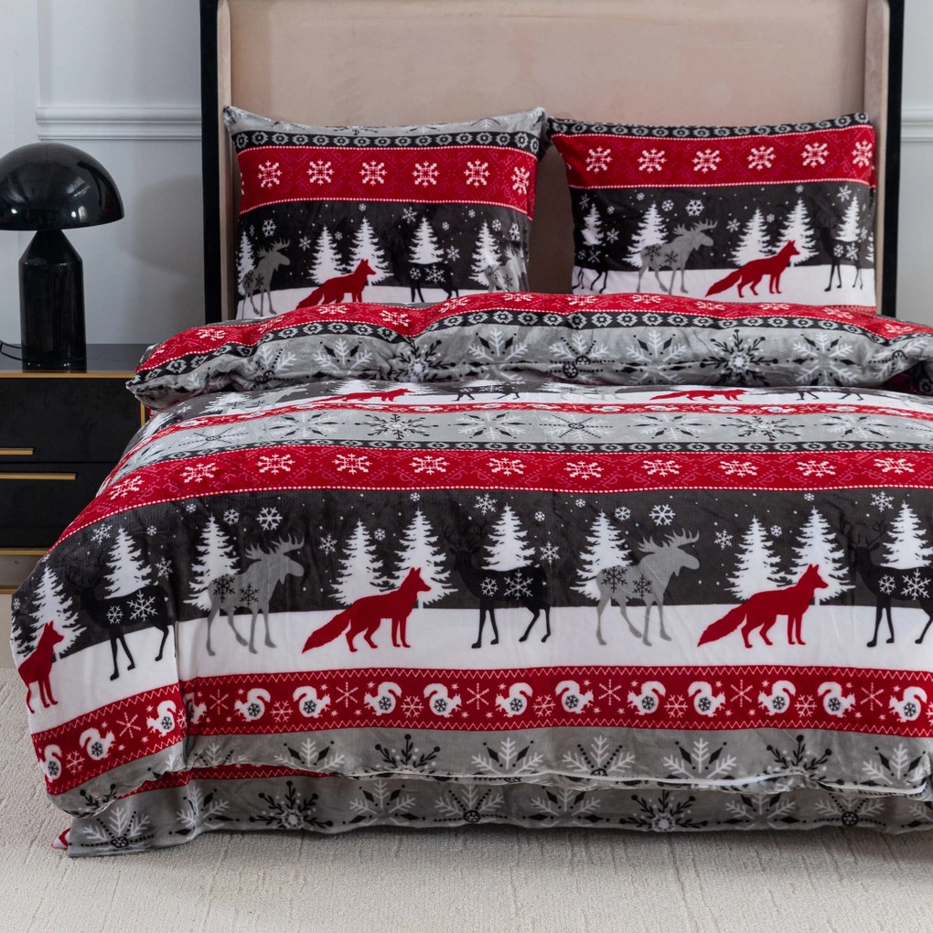 Mikroplyšové obliečky SNOWY FOREST sivé Rozmer obliečky: 70 x 90 cm | 140 x 200 cm