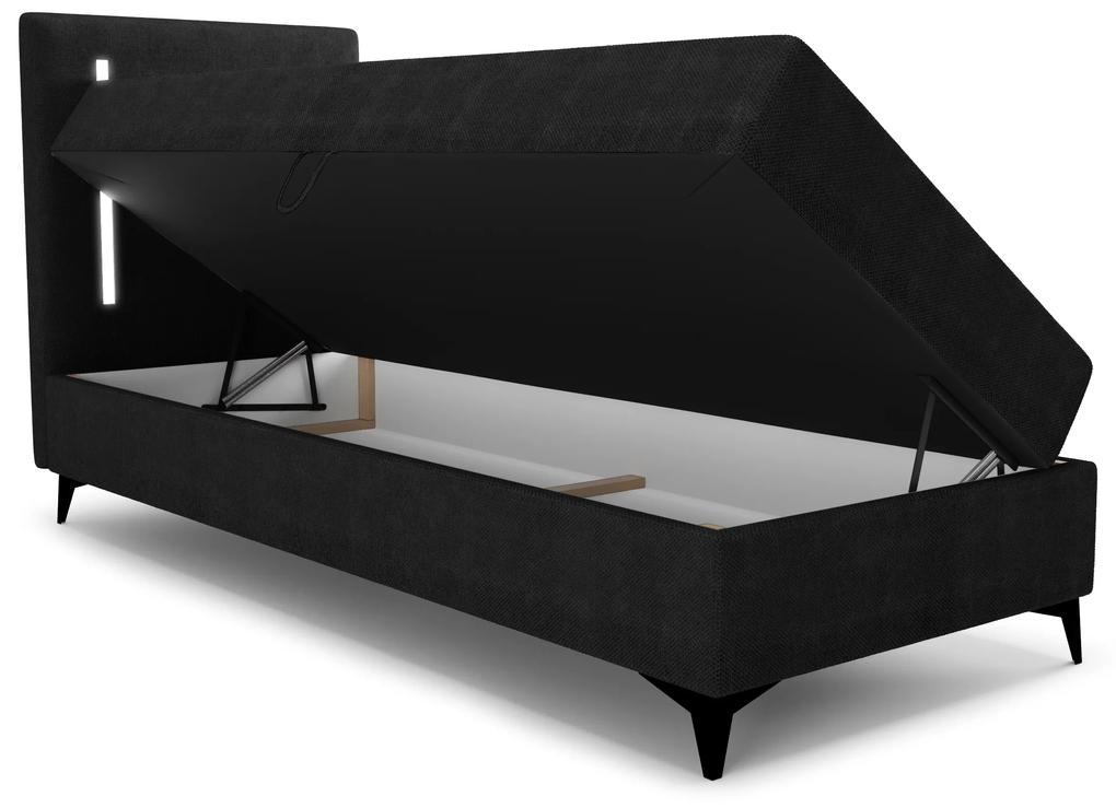 Jednolôžková posteľ 80 cm Ortega Bonell (čierna) (s roštom, bez úl. priestoru) (s LED osvetlením). Vlastná spoľahlivá doprava až k Vám domov. 1082568
