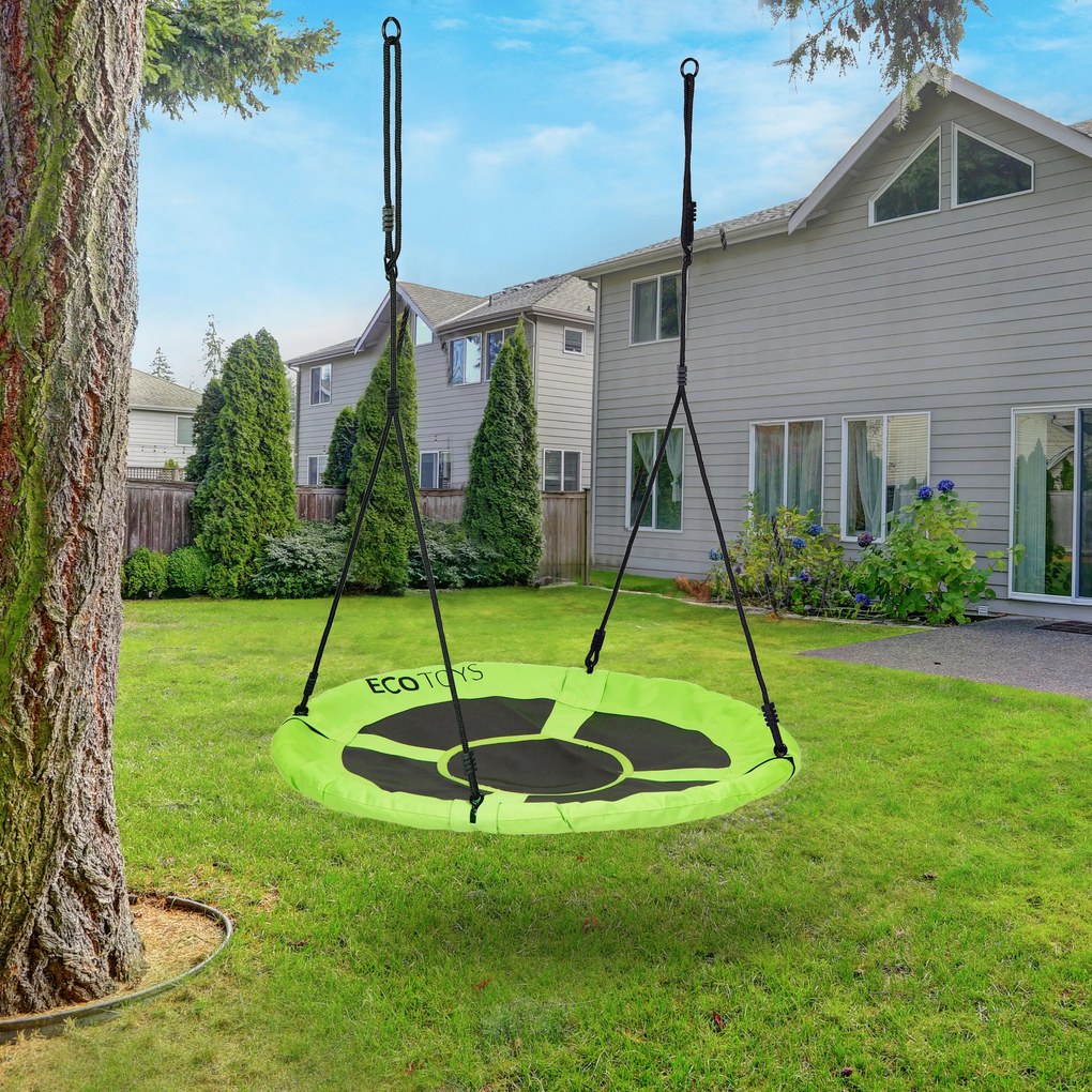 Detská hojdačka bocianie hniezdo 100 cm zelená - záhradná, nosnosť 150 kg ECOTOYS
