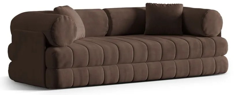 Hnedá zamatová rozkladacia pohovka 206 cm Kemi – Cosmopolitan Design
