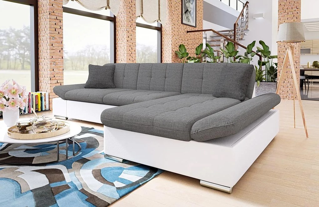 Rohová sedacia súprava Magnir, Dostupné poťahy: ekokoža Soft 011 + Lux 06 + Lux 5, Strana: ľavá