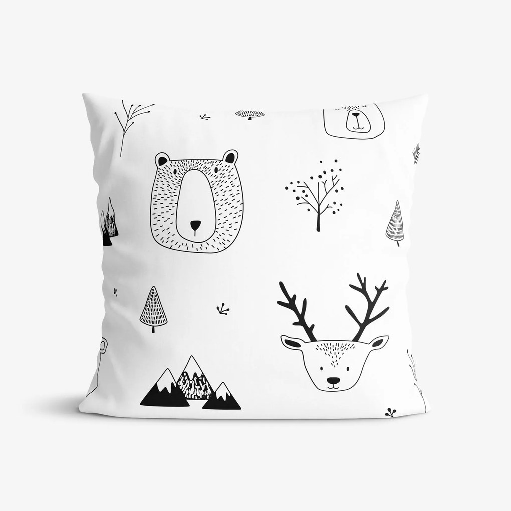 Goldea detská bavlnená obliečka na vankúš - zvieratá v zimnej krajine 45 x 45 cm