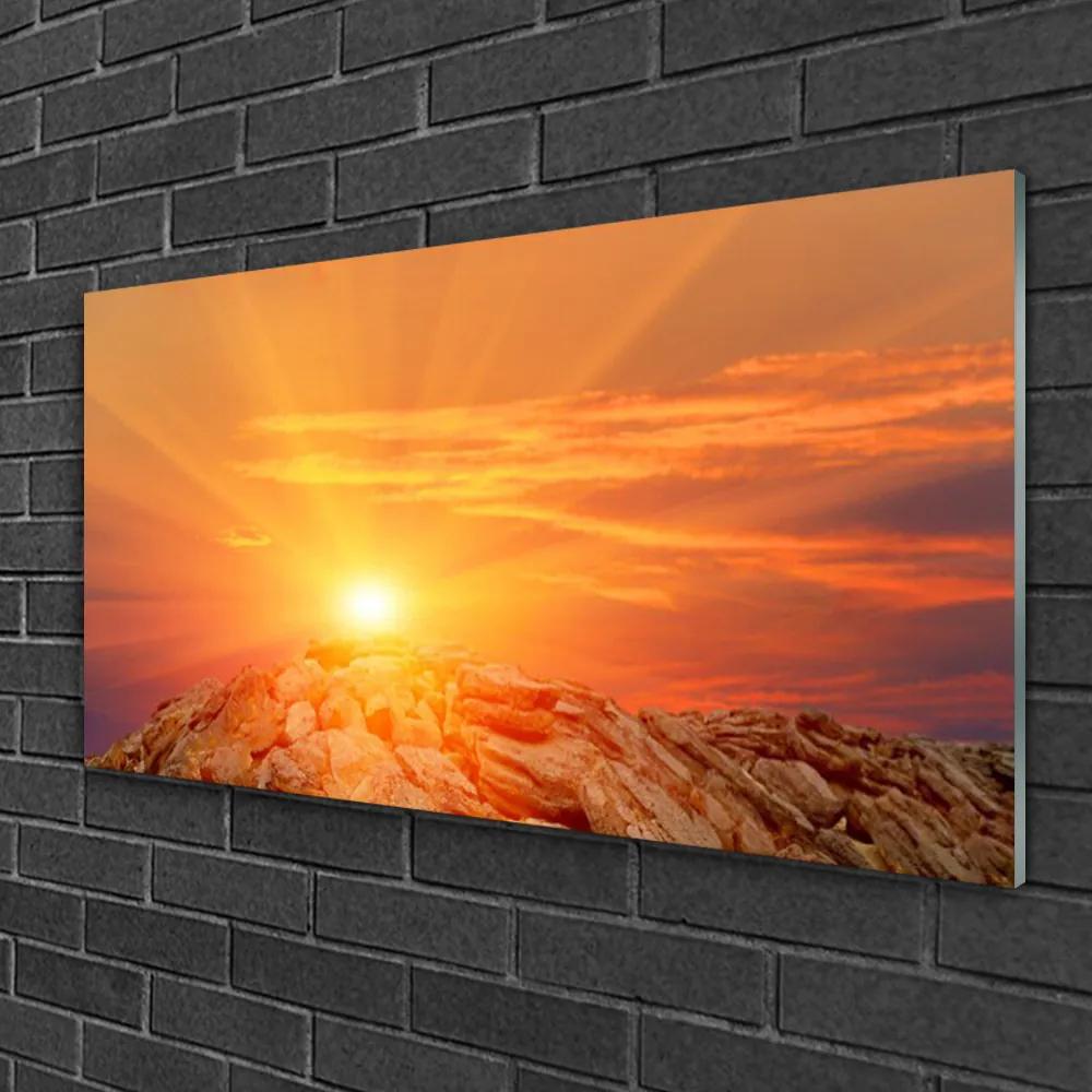 Skleneny obraz Slnko nebo hora krajina 120x60 cm