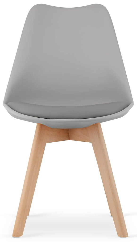 Jedálenský set 1 + 4, biely stôl ADRIA 120x80 cm + svetlosivá stolička BALI MARK s bukovými nohami