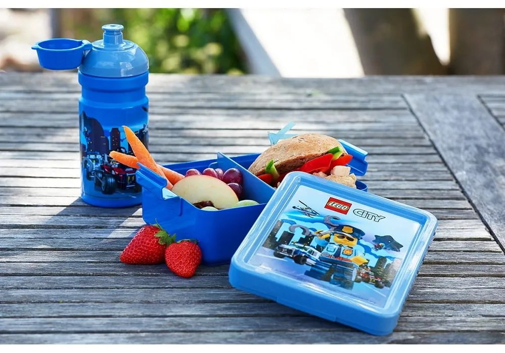 Detská modrá fľaša na vodu LEGO® City, 390 ml