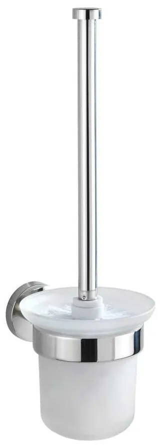 Nástenná sklenená WC kefa v lesklej striebornej farbe Bosio – Wenko