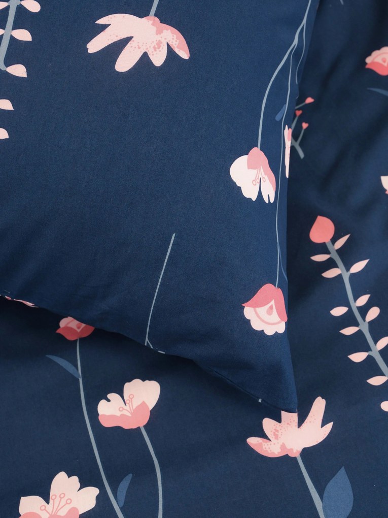 Bavlnené obliečky Renforcé - Vlčie maky tmavo modré