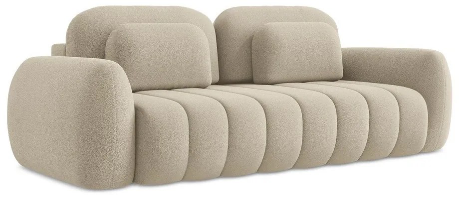 Svetlohnedá rozkladacia/s úložným priestorom pohovka z textílie buklé 266 cm Pele – Makamii