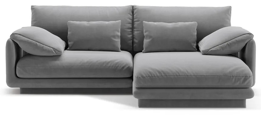 Svetlosivá zamatová rohová pohovka (pravý roh/s leňoškou) Torino – Micadoni