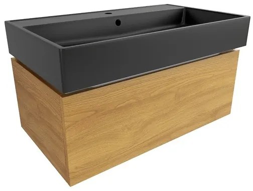 Kúpeľňová skrinka s umývadlom SAT Feel 80x30x46 cm medový dub mat SATFEEL80DMU3