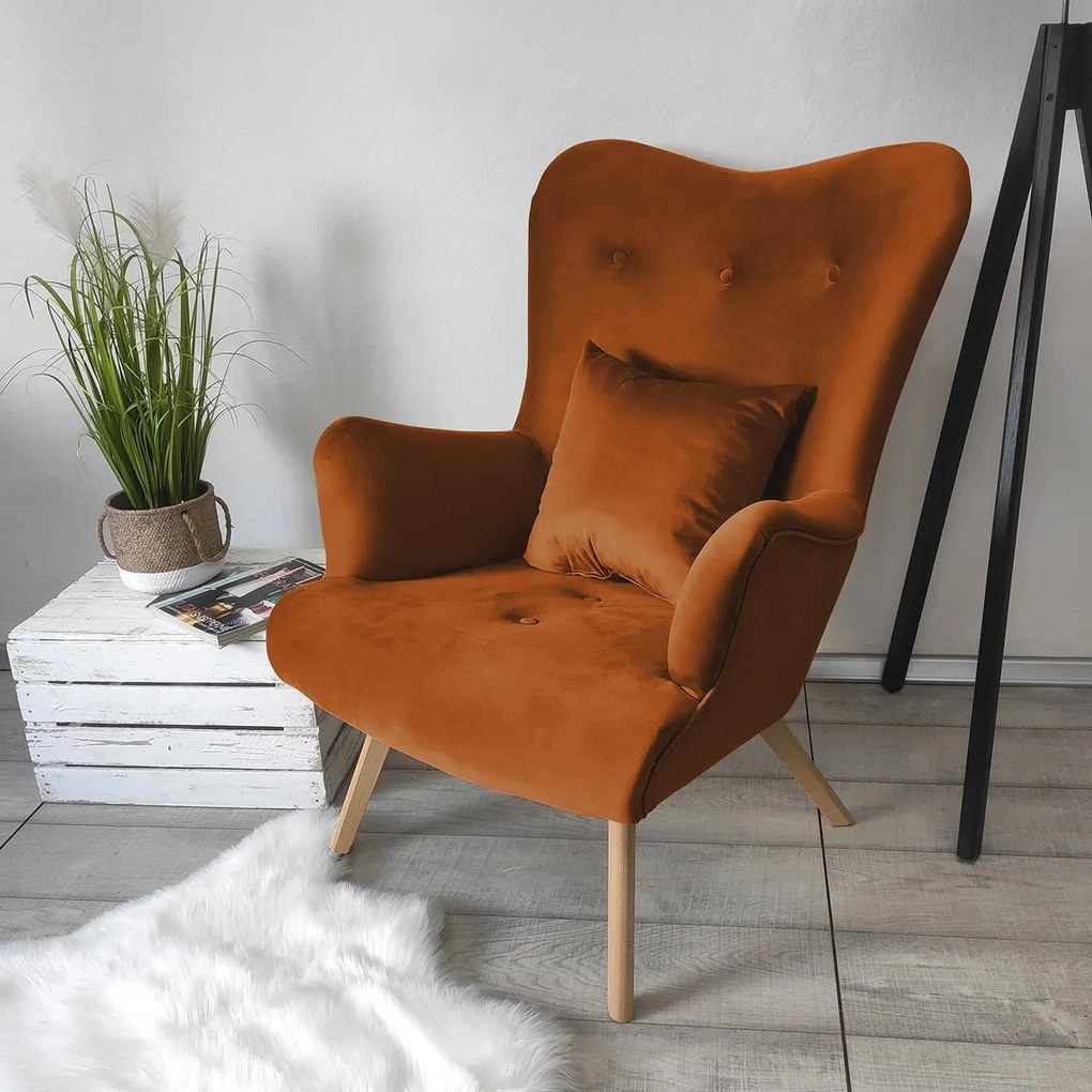 Kreslo v škandinávskom štýle na nožičkách Blanco, Farby: Magic Velvet 2258