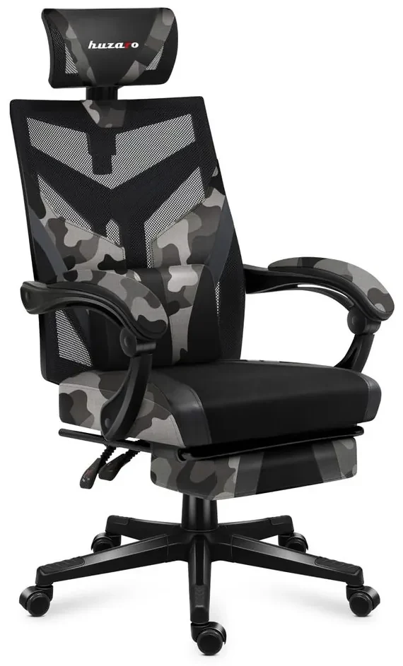 Huzaro Herné kreslo Combat 5.0 s výsuvnou podnožkou - šedá