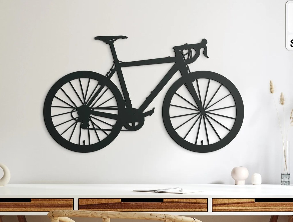 drevko Drevená nálepka na stenu Bicykel Rozmer obrazu: 26 x 44,5 cm, Farba dekorácie: Čierna