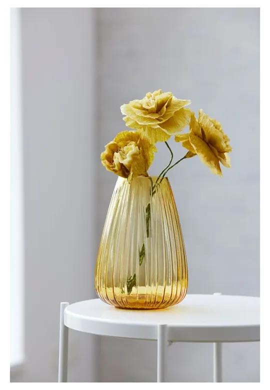 Žltá sklenená váza Bitz Kusintha, výška 22 cm