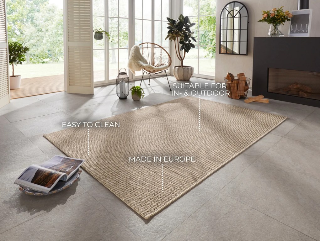ELLE Decoration, Kusový koberec Brave 103610 Natural Brown z kolekcie Elle – na von aj na doma, 160x230, hnedá, chodba / predsieň