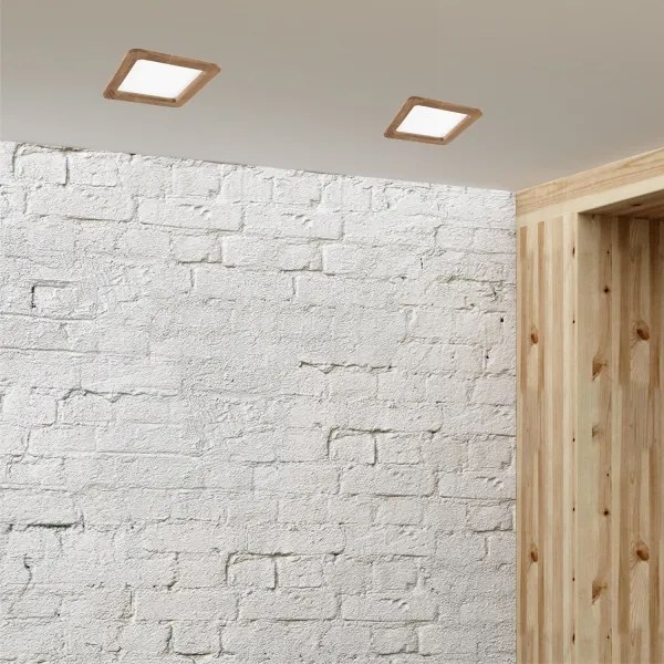 LED Podhľadové svietidlo WOODY SPOT LED/17W/230V 3000K orech 18,5x18,5 cm