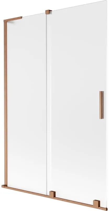 Mexen Velar L, 2-krídlová posuvná vaňová zástena 120 x 150 cm, 8mm sklo námraza, medená matná, 896-120-003-31-65