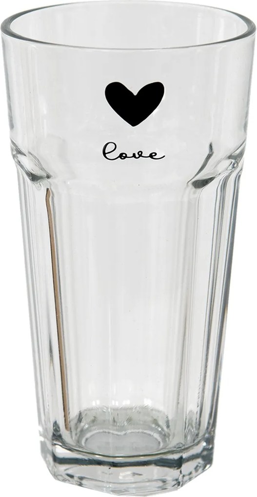 Vysoký pohár so srdiečkom Love Birds - Ø 8*15 cm / 320 ml