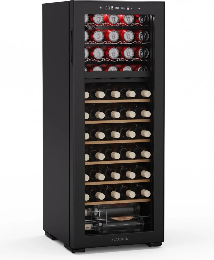 Klarstein Bovella 55 Duo+ chladnička na víno, 2 v 1, 55 fliaš, 2 zóny, 9 políc, Dotykové ovládanie
