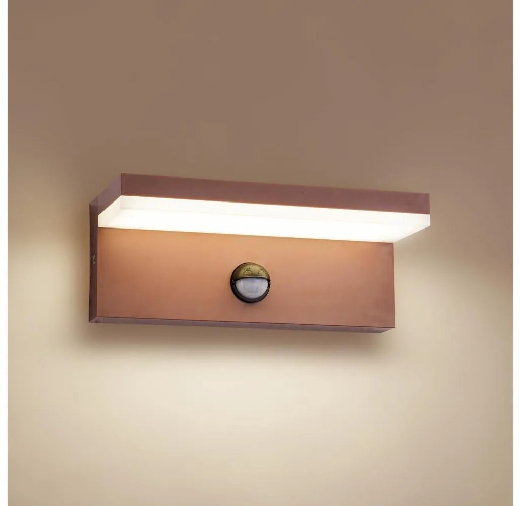 Brilagi-LED Vonkajšie nástenné svietidlo so senzorom TESSI LED/10W/230V hnedé IP54
