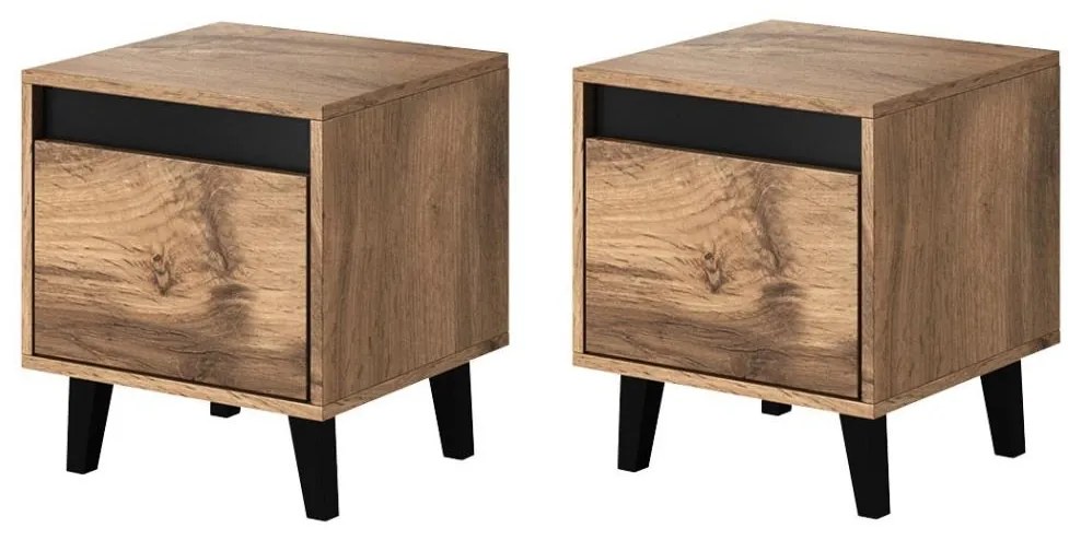 SADA 2x Nočný stolík NORD 45x40 cm dub wotan/antracit