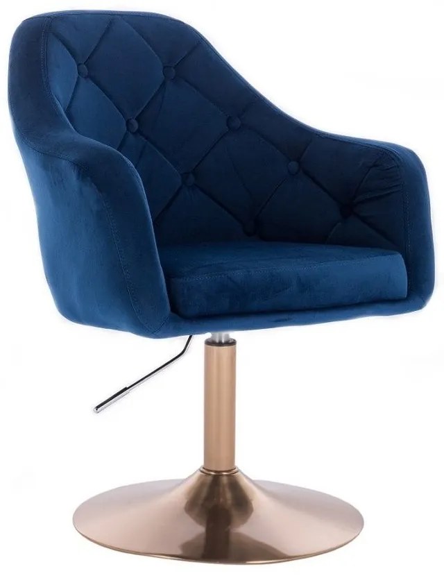 LuxuryForm DESIGN Kreslo ANDORA VELUR na zlatom tanieri - modré