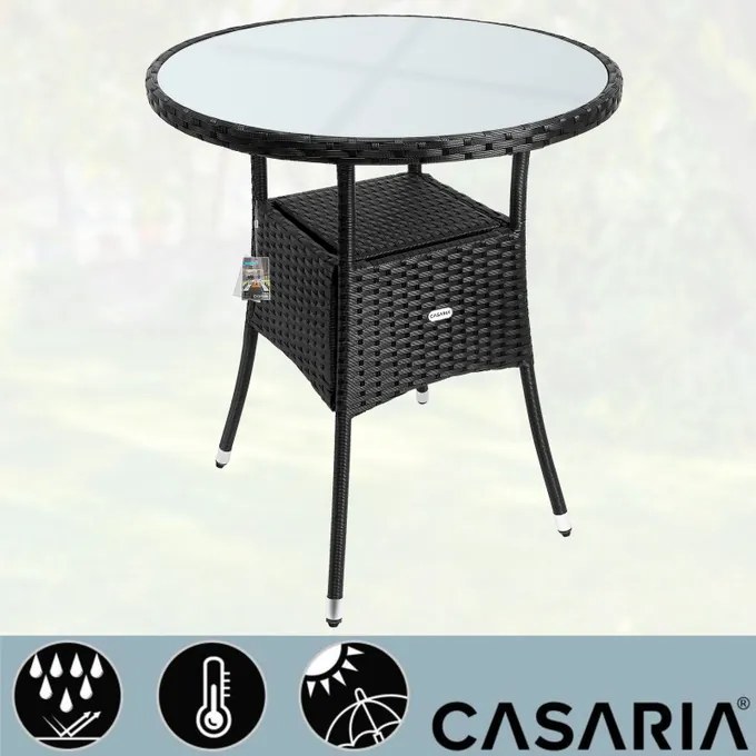 InternetovaZahrada Ratanový stôl Ø60 cm - čierny