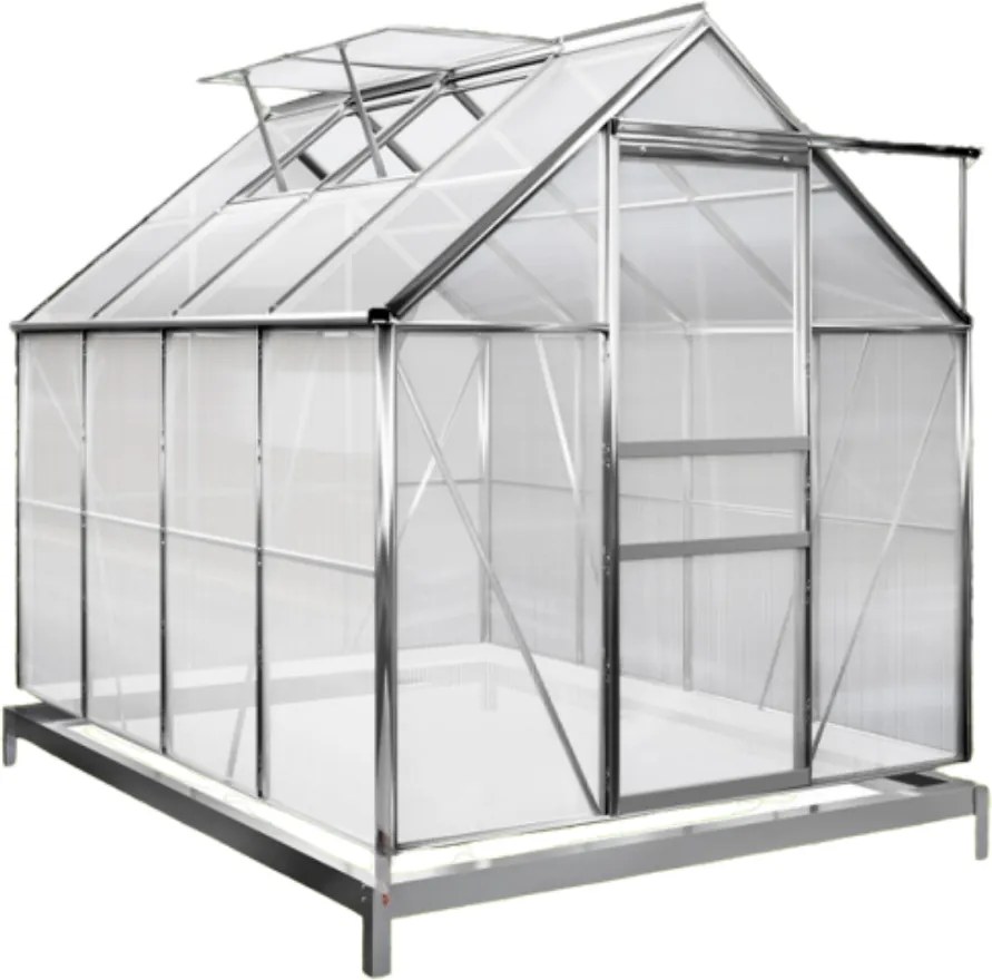 Záhradný skleník z polykarbonátu so základňou M4, 250x190x195cm, transparentná Gardebruk