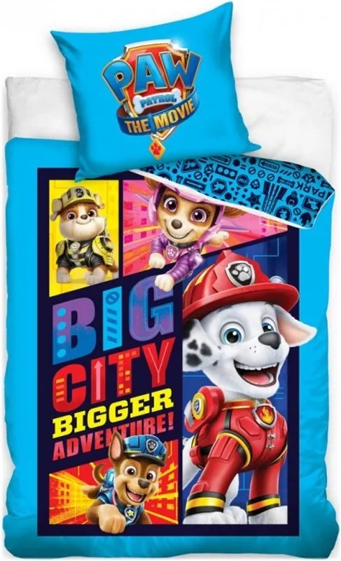 Bavlnené posteľné obliečky Labková patrola vo filme - Paw Patrol - modré - 100% bavlna Renforcé - 70 x 90 cm + 140 x 200 cm