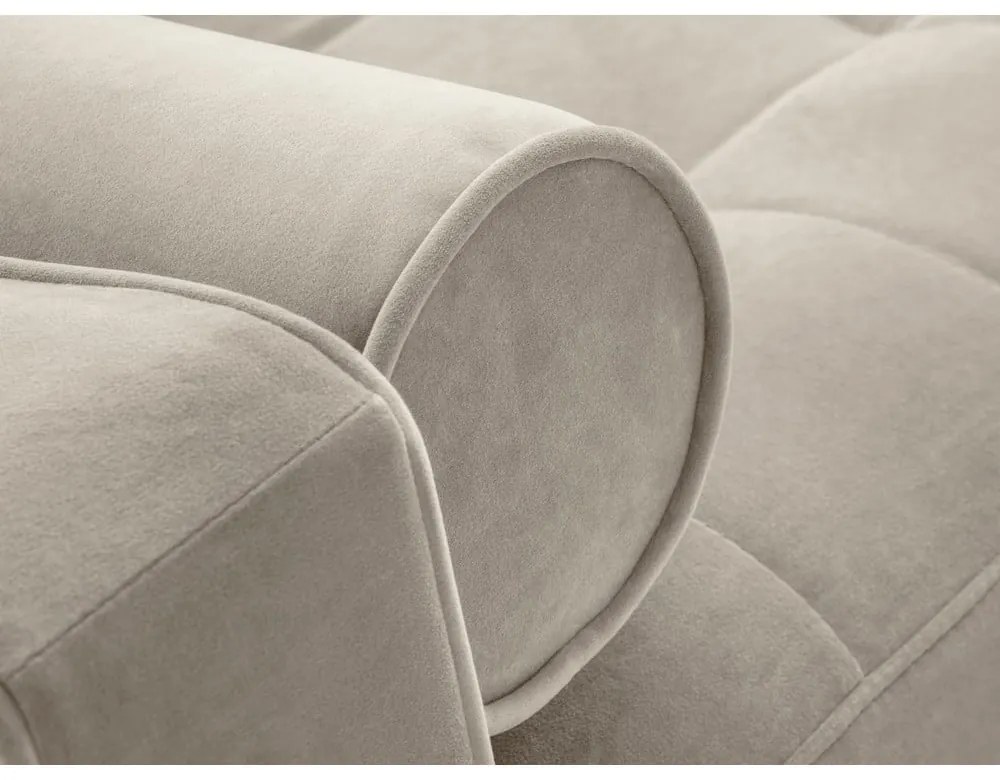 Béžová zamatová rozkladacia rohová pohovka Milo Casa Santo, ľavý roh