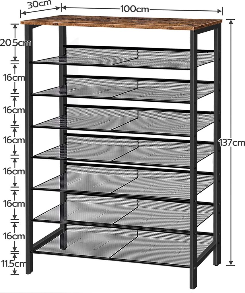 Botník Vasagle Grego 100 cm černý/hnědý