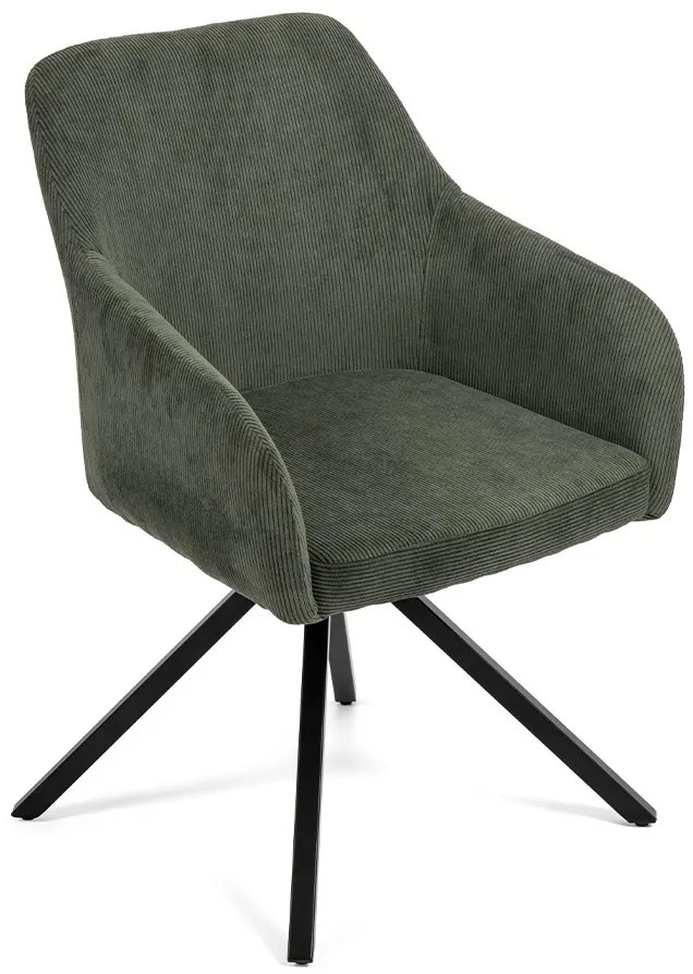 Noela Otočná jedálenská stolička menčestrová LOREN zelená