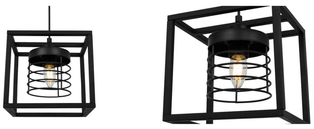 Závesné svietidlo Rasti cage, 1x čierne drôtené tienidlo v kovovom ráme