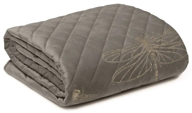 EUROFIRANY Zamatový prehoz, vyrobený technikou "hot press" s potlačou fólie 170 cm x 210 cm strieborná 100 % polyester Rozmery textílií: 170 cm x 210 cm