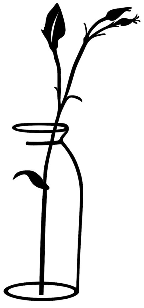 Nástenná kovová dekorácia Kvet vo Váze čierna