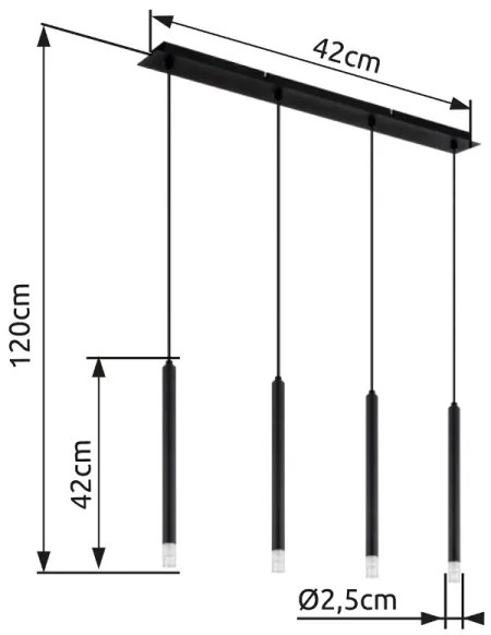 Globo 15629-4 - Luster na lanku BLAKE 4xG9/4W/230V čierna