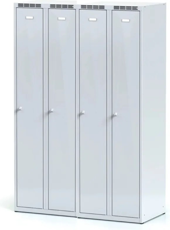 Kovová šatníková skrinka S7, 2-dverová, 1800 x 600 x 500 mm, demont, otočný zámok, sivé dvere