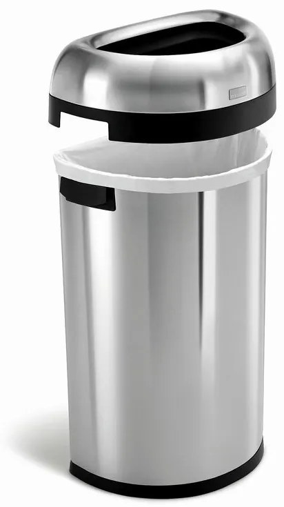 Pologuľatý otvorený kôš 60 l, matná oceľ, nerez