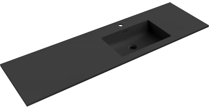 Mexen Otis, umývadlo zapustené do dosky, pravé, 161 × 46,5 cm, čierna matná, 25181671P