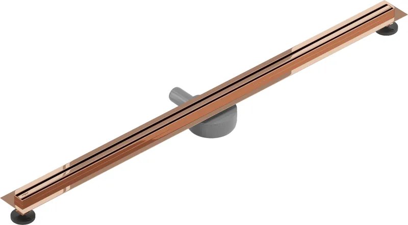 Mexen Flat 360° Slim, lineárny podlahový žľab 160 cm, ružové zlato, 1641160