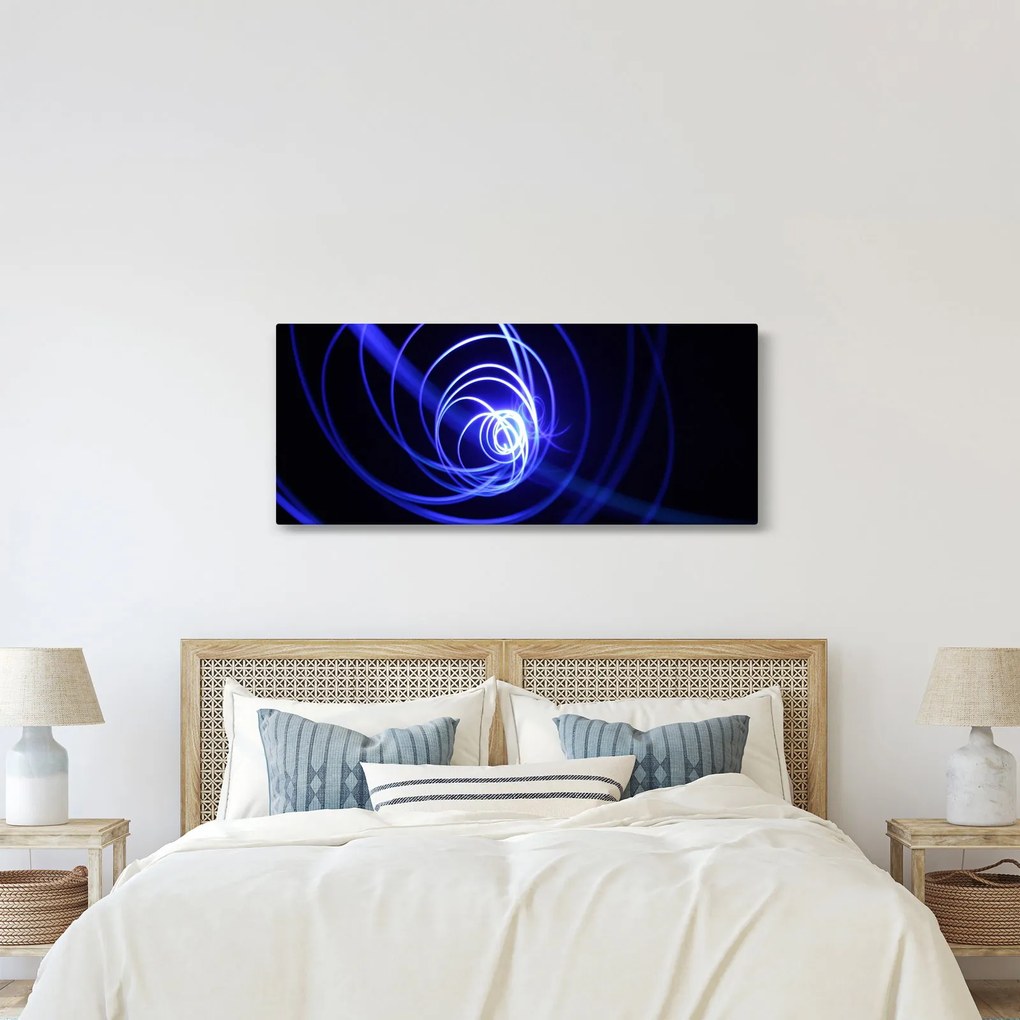 Obraz modrých špirál (120x50 cm)