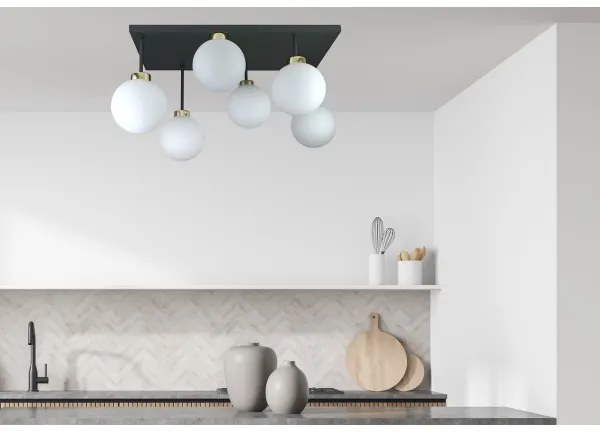 Prisadený luster DEA 6xE14/60W/230V čierna/zlatá/biela